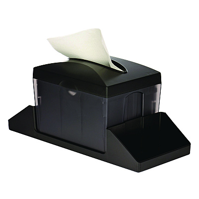 Alpine Interfold Table Top Dispenser Napkin Holder with Caddy, 6 x 14.17 x 6.5, Black (ALHALP4332C)