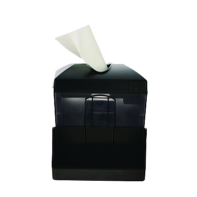 Alpine Interfold Table Top Dispenser Napkin Holder with Caddy, 6 x 14.17 x 6.5, Black (ALHALP4332C)
