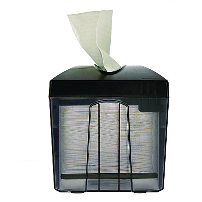 Alpine Interfold Table Top Dispenser Napkin Holder with Caddy, 6 x 14.17 x 6.5, Black (ALHALP4332C)