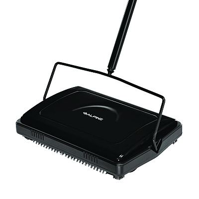 Alpine Manual Triple Brush Carpet and Floor Sweeper, 42.5" Handle, Black (ALHALP469BLKNEW)