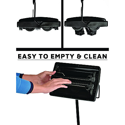 Alpine Manual Triple Brush Carpet and Floor Sweeper, 42.5" Handle, Black (ALHALP469BLKNEW)