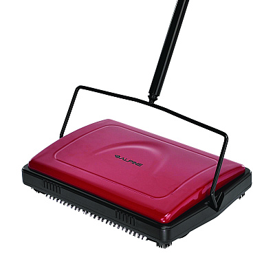 Alpine Manual Triple Brush Carpet and Floor Sweeper, 42.5" Handle, Red (ALHALP469REDNEW)