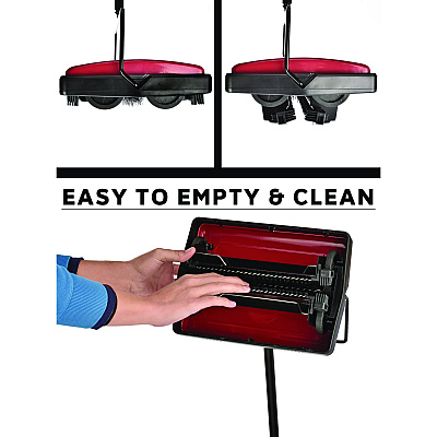 Alpine Manual Triple Brush Carpet and Floor Sweeper, 42.5" Handle, Red (ALHALP469REDNEW)