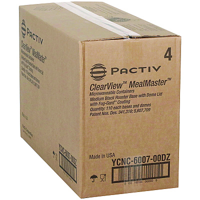 Pactiv Evergreen MealMaster Chicken Roaster Base/Lid, 10 x 7.5 x 4, Black/Clear Plastic, 110/Carton (PCTYCNC600700DZ)