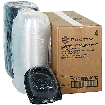 Pactiv Evergreen MealMaster Chicken Roaster Base/Lid, 10 x 7.5 x 4, Black/Clear Plastic, 110/Carton (PCTYCNC600700DZ)