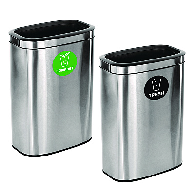 Alpine 10.5 Gallon Compost and Trash Station, Brushed Stainless Steel (ALHALP47040LCOT)