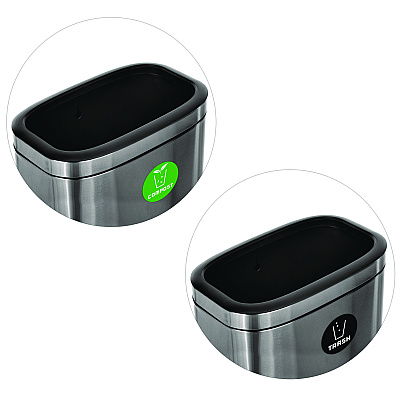 Alpine 10.5 Gallon Compost and Trash Station, Brushed Stainless Steel (ALHALP47040LCOT)