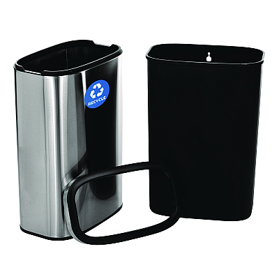 Alpine 10.5 Gallon Slim Recycling Can, Brushed Stainless Steel (ALHALP47040LR)