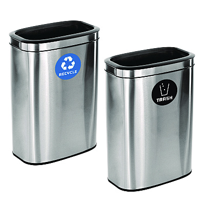 Alpine 10.5 Gallon Recycle and Trash Station, Brushed Stainless Steel (ALHALP47040LRT)