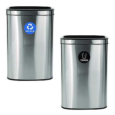 Alpine 10.5 Gallon Recycle and Trash Station, Brushed Stainless Steel (ALHALP47040LRT)