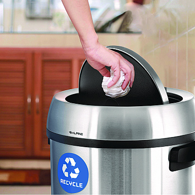 Alpine 17 Gallon Stainless Steel Indoor Recycling Receptacle with Swivel Lid (ALHALP47065L1R)