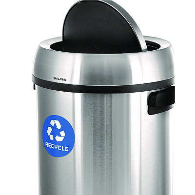 Alpine 17 Gallon Stainless Steel Indoor Recycling Receptacle with Swivel Lid (ALHALP47065L1R)