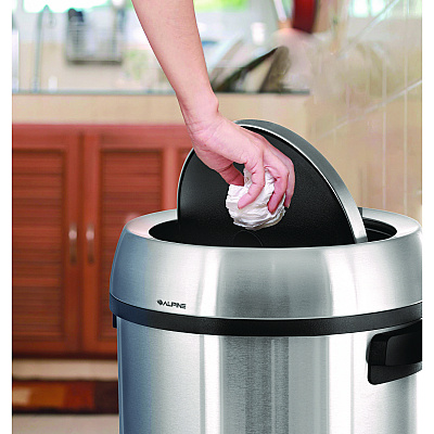 Alpine 17 Gallon Stainless Steel Commercial Trash Can with Swing Lid (ALHALP47065L1)