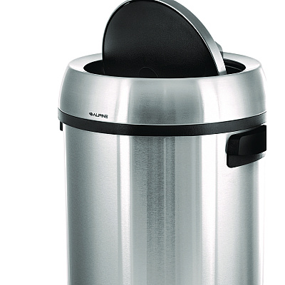 Alpine 17 Gallon Stainless Steel Commercial Trash Can with Swing Lid (ALHALP47065L1)