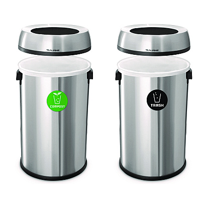 Alpine 17 Gallon Stainless Steel Open Top Compost and Trash Station (ALHALP47065LCOT)