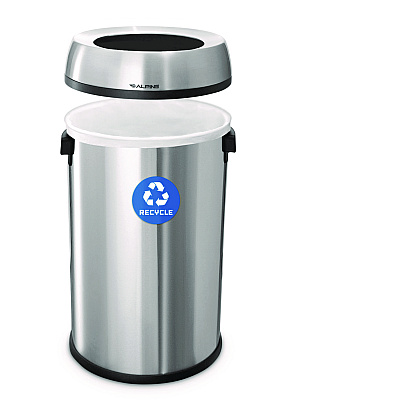 Alpine 17 Gallon Stainless Steel Open Top Recycling Bin Receptacle (ALHALP47065LR)