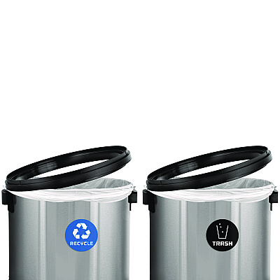 Alpine 17 Gallon Stainless Steel Open Top Recycling Bin and Trash Receptacle (ALHALP47065LRT)