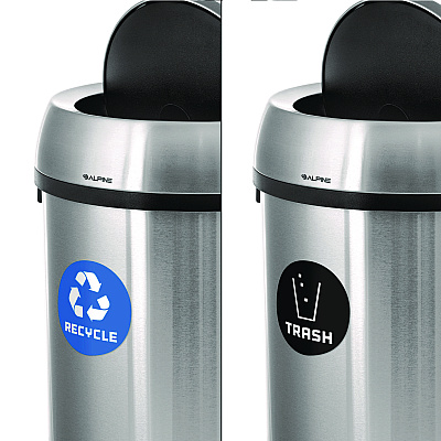 Alpine 17 Gallon Stainless Steel Open Top Recycling Bin and Trash Receptacle (ALHALP47065LRT)