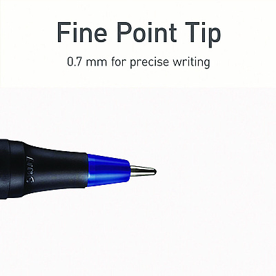 TOPS PENTONIC Fine Point Ballpoint Pens, 0.7 mm, Assorted Ink Colors, Black Barrel, 25/Pack (PNT12126)