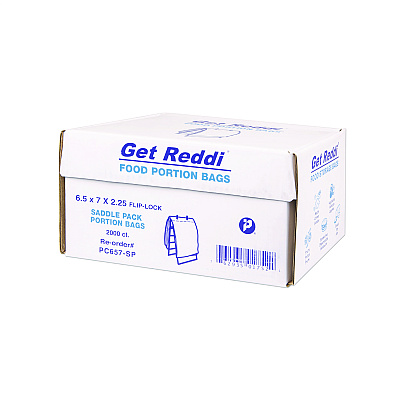 Inteplast Group Get Reddi Saddle Pack Poly Food Portion Bags, Fold-Top Closure, 0.5 mil, 6.5" x 7", Clear, 2,000/Carton (IBSPC657SP)
