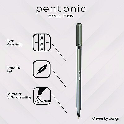TOPS PENTONIC Medium Point Ballpoint Pen, 1 mm, Assorted Ink Colors, Charcoal Gray Barrel, 25/Pack (PNT12127)