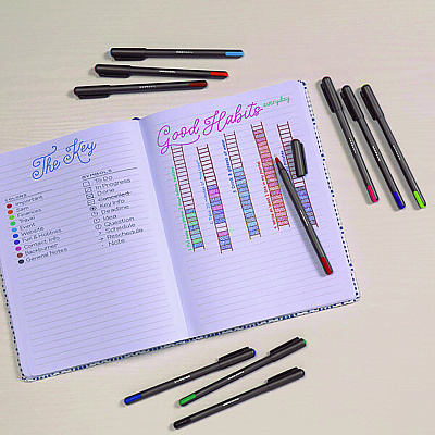 TOPS PENTONIC Medium Point Ballpoint Pen, 1 mm, Assorted Ink Colors, Charcoal Gray Barrel, 25/Pack (PNT12127)