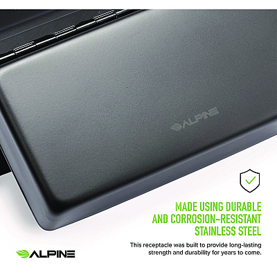 Alpine Stainless Steel Wall-Mounted Sanitary Napkin Receptacle, Black (ALHALP451SSBBLK)