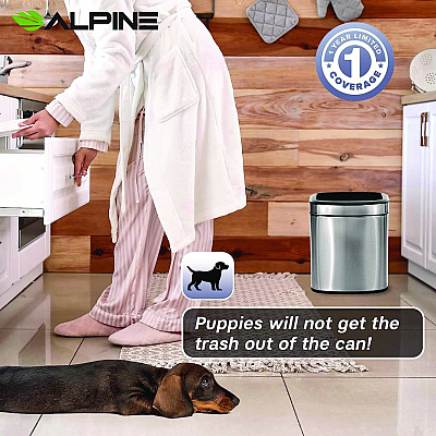 Alpine Stainless Steel Rectangular Liner Open Top Trash Can, 2.6 gal, Brushed Stainless Steel (ALHALP47010L)