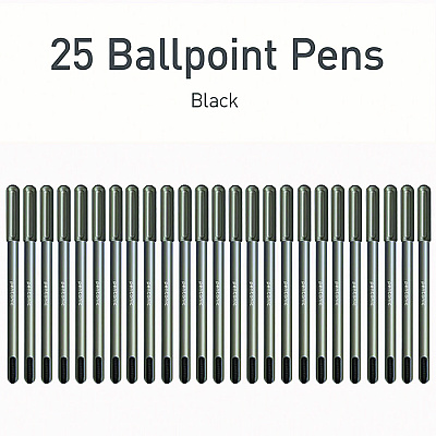 TOPS PENTONIC Medium Point Ballpoint Pen, 1 mm, Black Ink, Charcoal Barrel, 25/Pack (PNT12128)