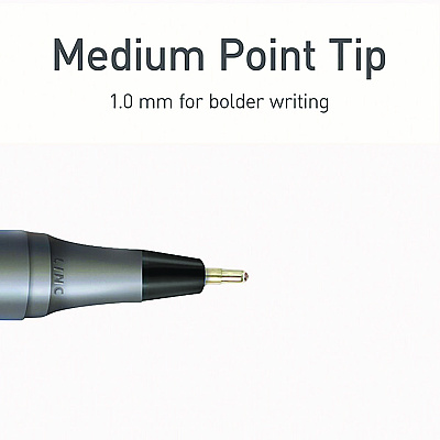 TOPS PENTONIC Medium Point Ballpoint Pen, 1 mm, Black Ink, Charcoal Barrel, 25/Pack (PNT12128)