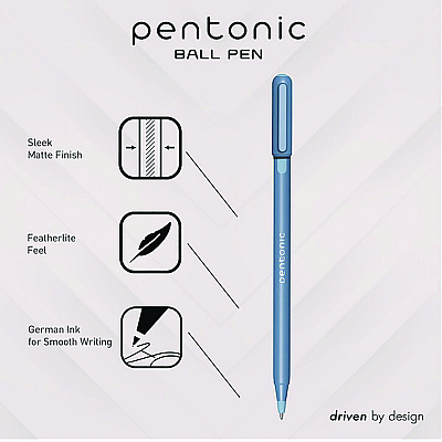 TOPS PENTONIC Frost Pen, Stick, Fine 0.7 mm, Blue Ink, Frosted Blue Barrel, 10/Pack (PNT13085)