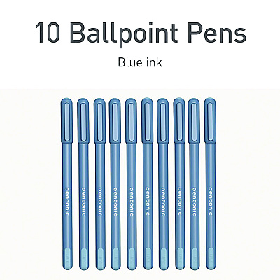 TOPS PENTONIC Frost Pen, Stick, Fine 0.7 mm, Blue Ink, Frosted Blue Barrel, 10/Pack (PNT13085)