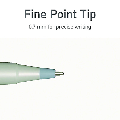 TOPS PENTONIC Frost Pen, Stick, Fine 0.7 mm, Black Ink, Pale Gray Barrel, 10/Pack (PNT13086)