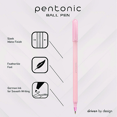 TOPS PENTONIC Frost Pen, Stick, Fine 0.7 mm, Red Ink, Pale Pink Barrel, 10/Pack (PNT13087)