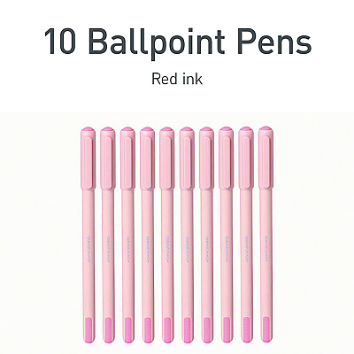 TOPS PENTONIC Frost Pen, Stick, Fine 0.7 mm, Red Ink, Pale Pink Barrel, 10/Pack (PNT13087)