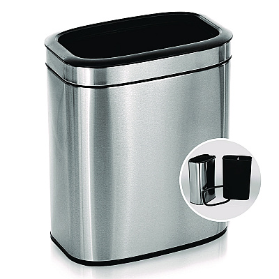 Alpine Stainless Steel Rectangular Liner Open Top Trash Can, 5.3 gal, Brushed Stainless Steel (ALHALP47020L)