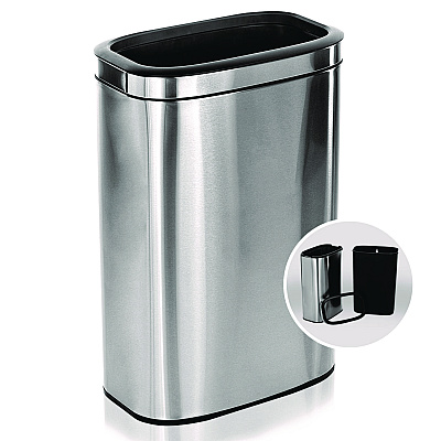 Alpine Stainless Steel Rectangular Liner Open Top Trash Can, 10.5 gal, Brushed Stainless Steel (ALHALP47040L)