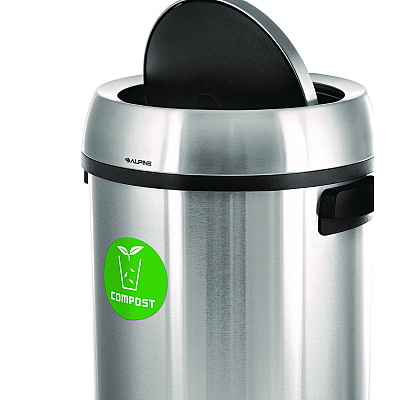 Alpine 17 Gallon Stainless Steel Indoor Compost Receptacle with Swivel Lid (ALHALP47065L1CO)