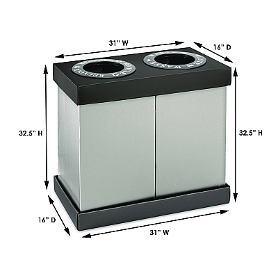 Alpine 28 Gal Indoor Trash Can and Recycling Bin, Corrugated Polypropylene, Gray, 2 Bin (ALHALP47102BLK)