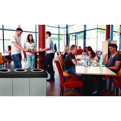 Alpine 28 Gal. Indoor Trash Cans and Recycling Bins, Corrugated Polypropylene, Gray, 3 Bin (ALHALP47103BLK)