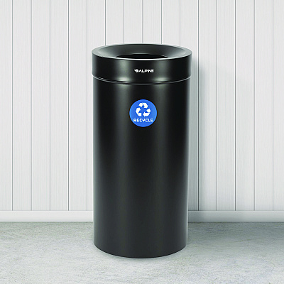 Alpine 27 Gallon Stainless Steel Recycling Can, Black (ALHALP47527BLKR)