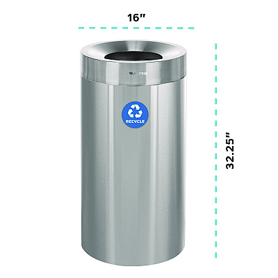 Alpine 27 Gallon Stainless Steel Recycling Can, Brushed Stainless Steel (ALHALP47527R)