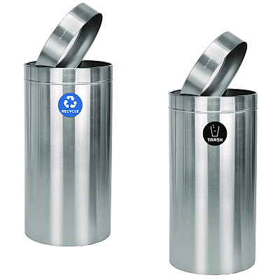 Alpine 27 Gallon Stainless Steel Recycling Can and Trash Receptacle, Brushed Stainless Steel (ALHALP47527RT)