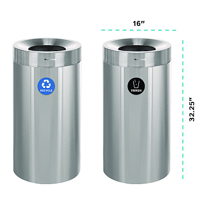 Alpine 27 Gallon Stainless Steel Recycling Can and Trash Receptacle, Brushed Stainless Steel (ALHALP47527RT)