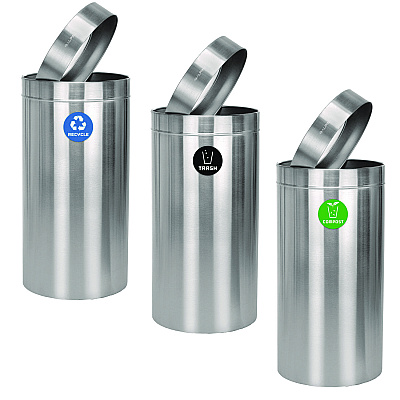 Alpine 27 Gallon Stainless Steel Compost Bin, Recycling Can and Trash Receptacle, Brushed Stainless Steel (ALHALP47527RTCO)