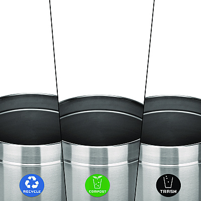Alpine 27 Gallon Stainless Steel Compost Bin, Recycling Can and Trash Receptacle, Brushed Stainless Steel (ALHALP47527RTCO)