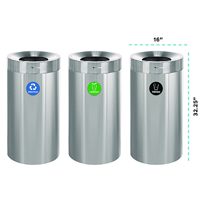 Alpine 27 Gallon Stainless Steel Compost Bin, Recycling Can and Trash Receptacle, Brushed Stainless Steel (ALHALP47527RTCO)