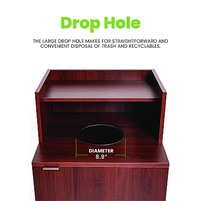 Alpine 32 Gallon Wooden Enclosed Waste Receptacle with Drop Hole, Mahogany (ALHALP476DHMA)