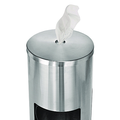 Alpine Stainless Steel 7 Gal Trash Can with Gym Disinfecting Wipes Dispenser (ALHALP4777)