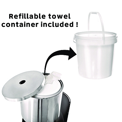 Alpine Stainless Steel 7 Gal Trash Can with Gym Disinfecting Wipes Dispenser (ALHALP4777)